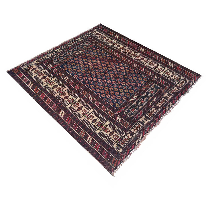 Afghan Maliki Kilim Rug 3'9" x 4'1" Flat-Weave | No. AL13736