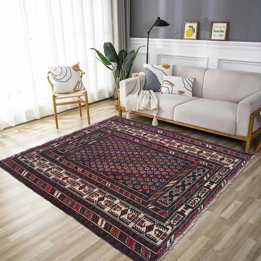 Afghan Maliki Kilim Rug 3'9" x 4'1" Flat-Weave | No. AL13736