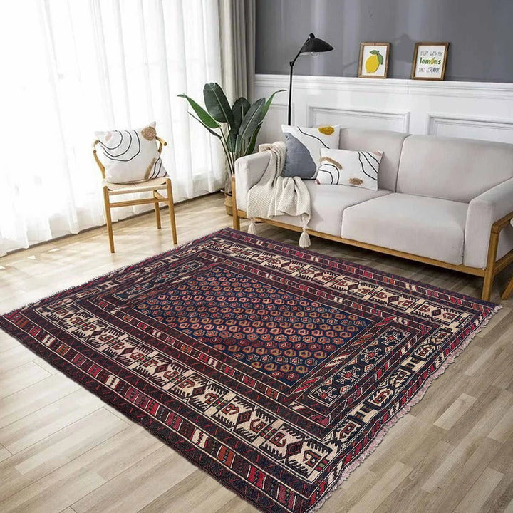 Afghan Maliki Kilim Rug 3'9" x 4'1" Flat-Weave | No. AL13736