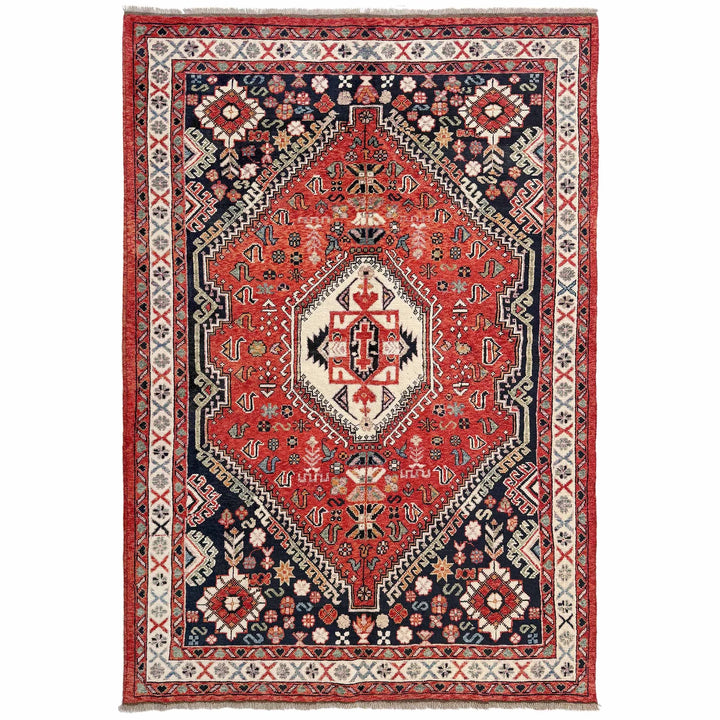 Red Afghan Shirazi Rug 6' 7" x 9' 7" Hand-Knotted | No. AL13752