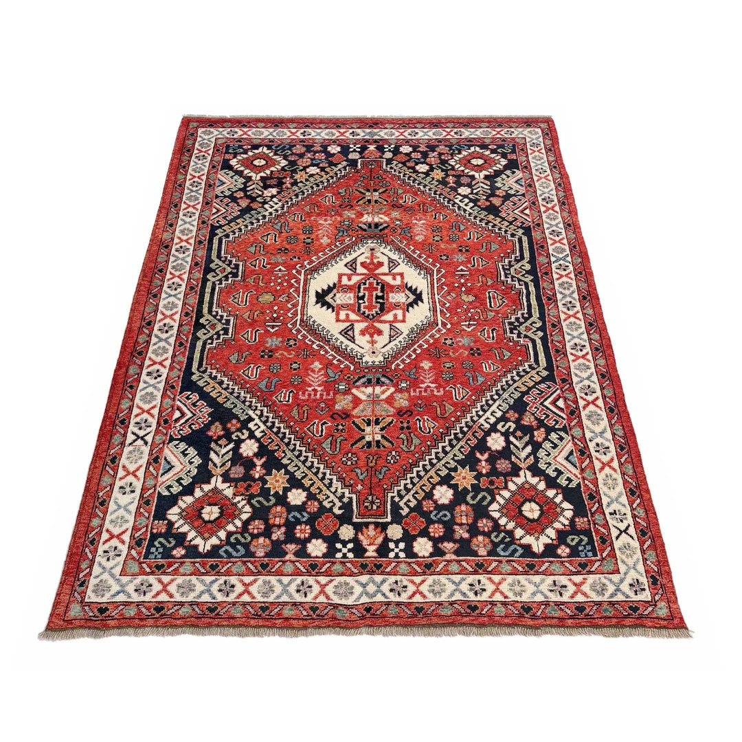 Red Afghan Shirazi Rug 6' 7" x 9' 7" Hand-Knotted | No. AL13752