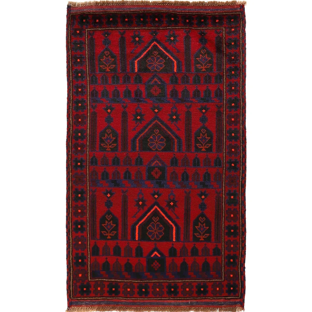 Afghan Prayer Rug 2' 11" x 4' 9" Hand-Knotted | No. AL13842