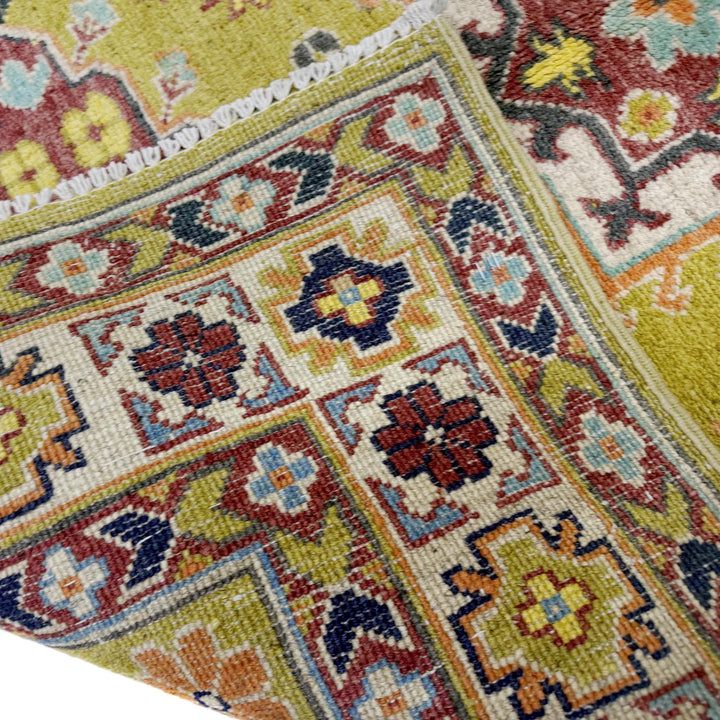 Yellow Afghan Kazak Rug 3' 5" x 4' 10" Hand-Knotted | No. AL13849