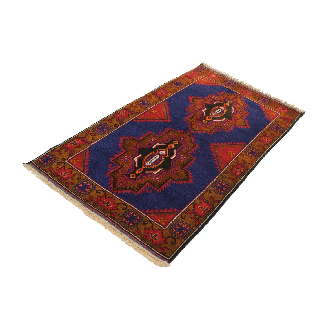 Blue Afghan Baluchi Rug 2' 10" x 4' 9" Hand-Knotted | No. AL13858