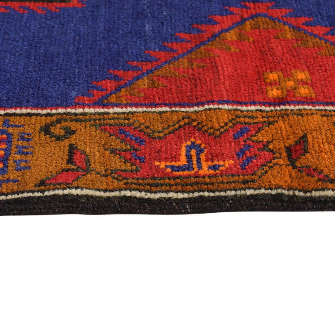 Blue Afghan Baluchi Rug 2' 10" x 4' 9" Hand-Knotted | No. AL13858