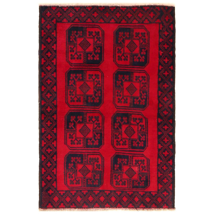 Red Afghan Baluchi Rug 3' 0" x 4' 6" Hand-Knotted | No. AL13893