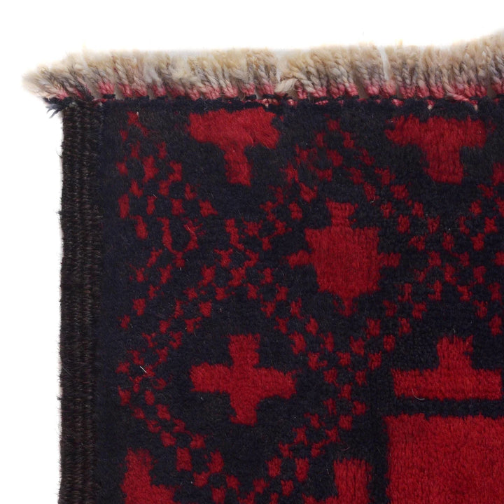 Red Afghan Baluchi Rug 3' 0" x 4' 6" Hand-Knotted | No. AL13893