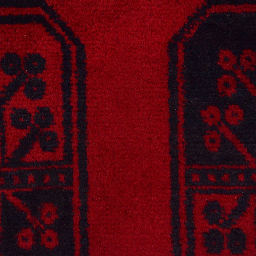 Red Afghan Baluchi Rug 3' 0" x 4' 6" Hand-Knotted | No. AL13893