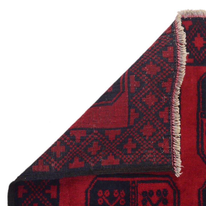 Red Afghan Baluchi Rug 3' 0" x 4' 6" Hand-Knotted | No. AL13893