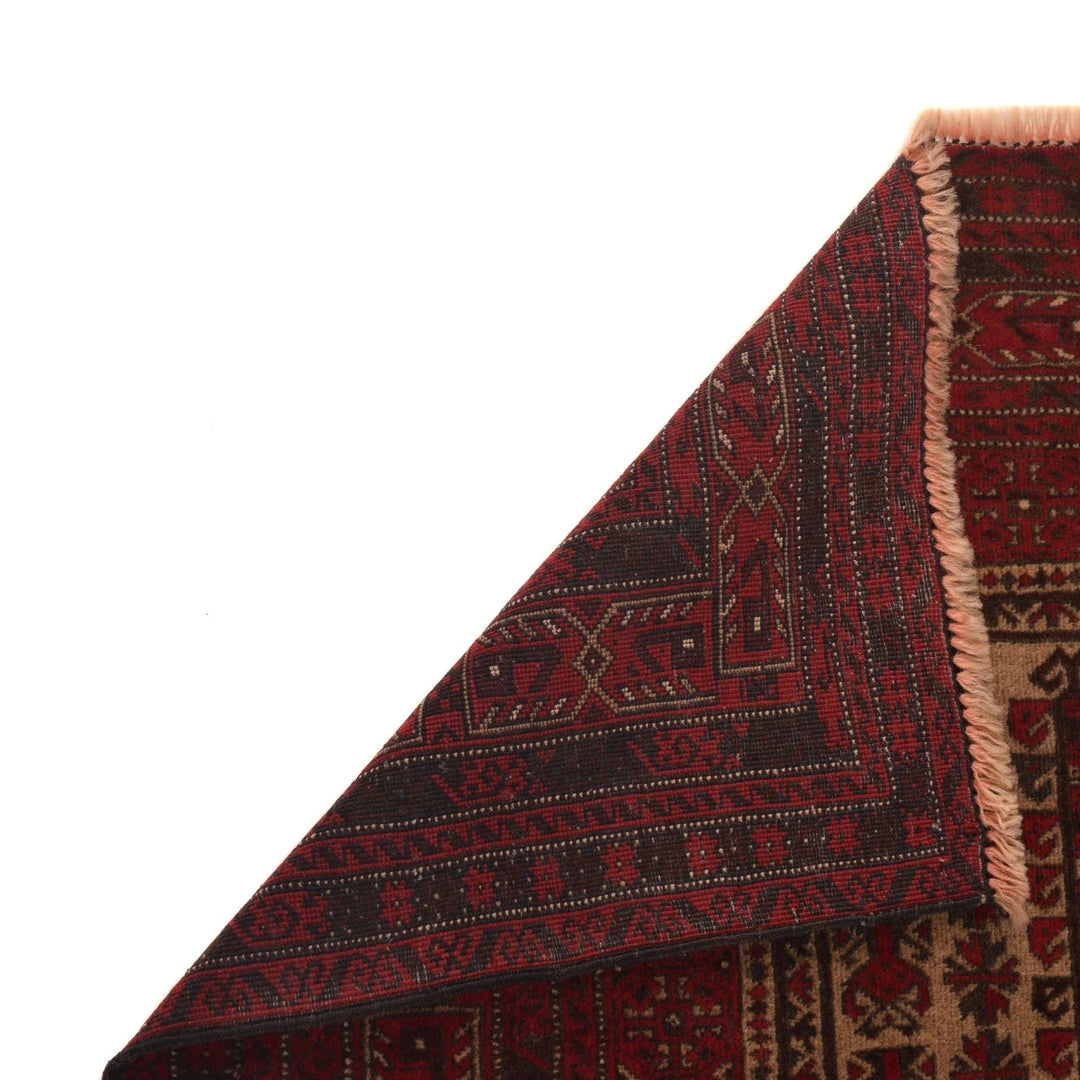 Red Afghan Islamic Prayer Rug 3' 2" x 5' 1" Hand-Knotted | No. AL13909