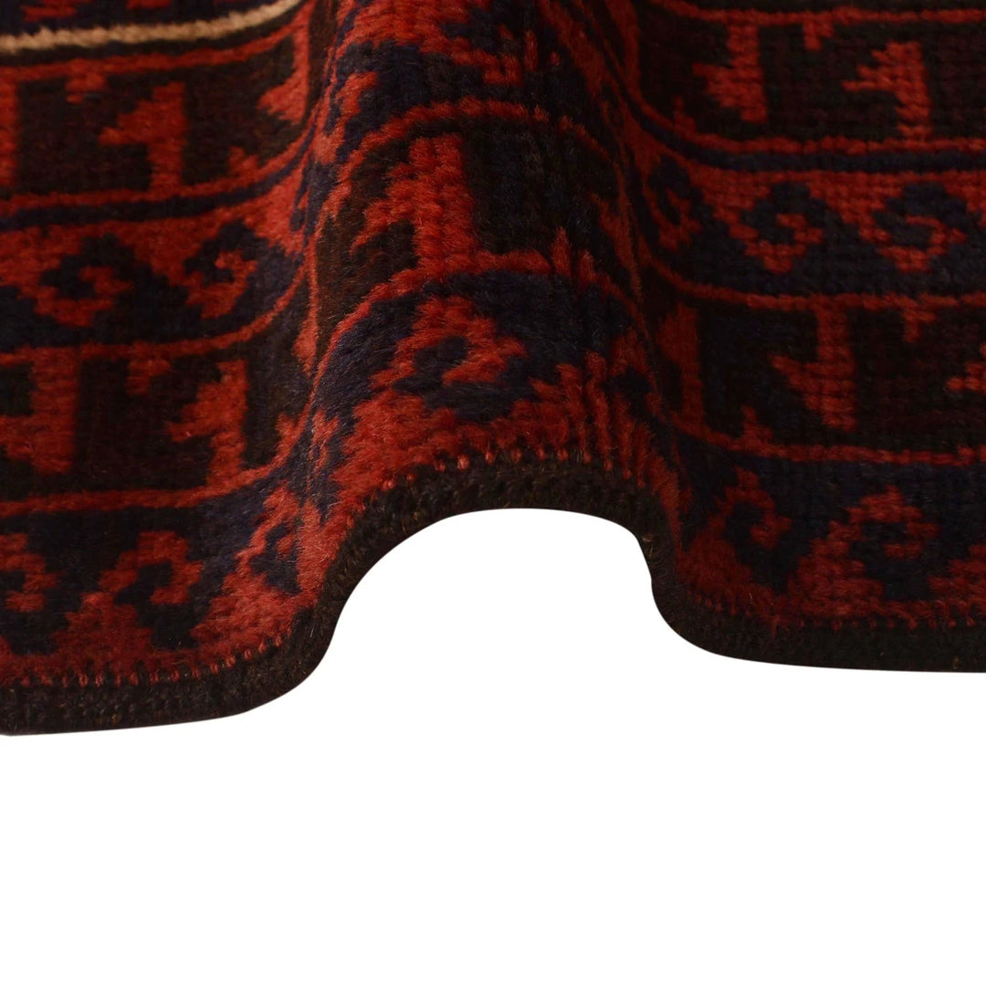 Red Afghan Prayer Rug 2' 6" x 4' 5" Hand-Knotted | No. AL13925