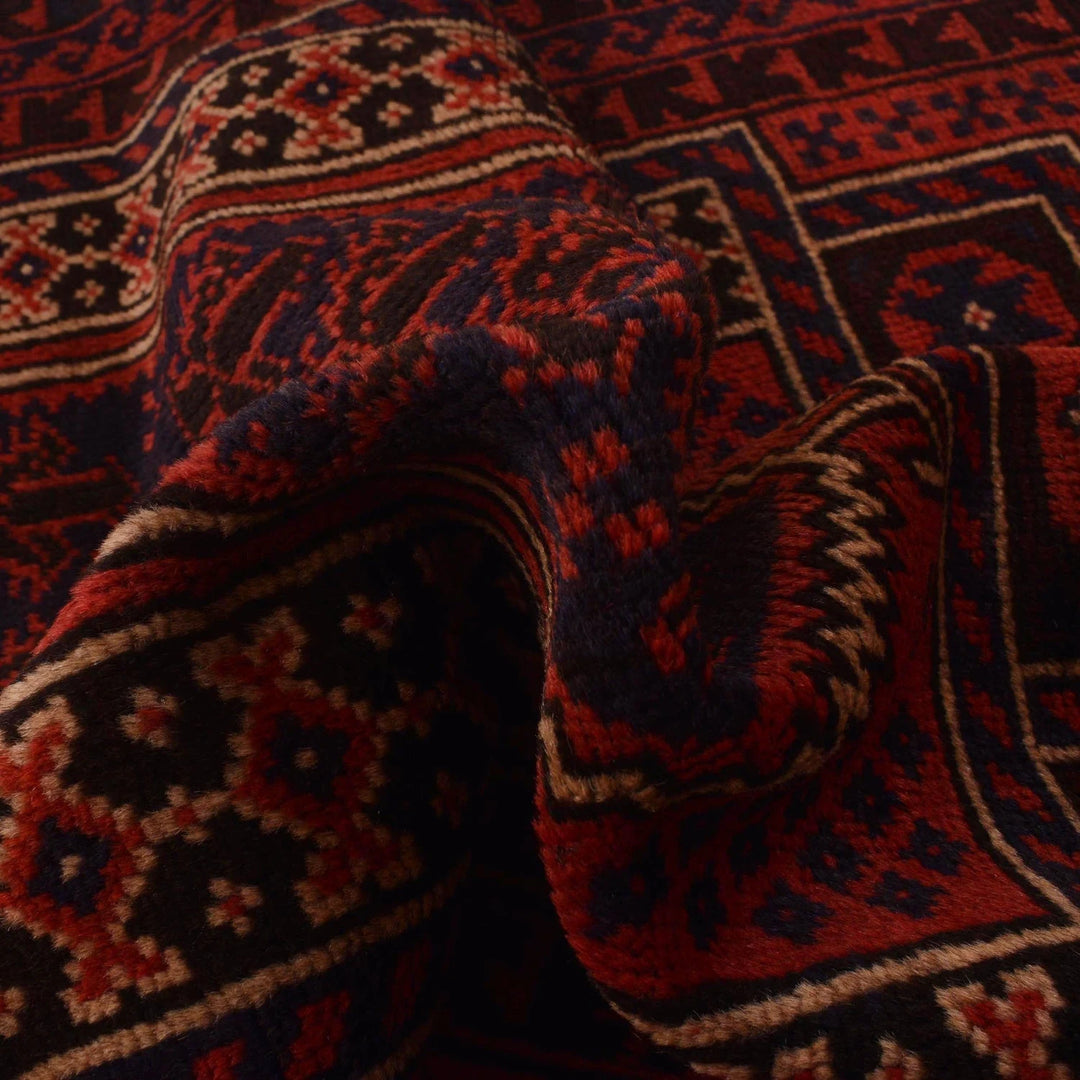 Red Afghan Prayer Rug 2' 6" x 4' 5" Hand-Knotted | No. AL13925