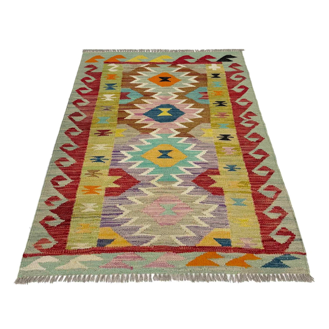 Afghan Vegetable Kilim Rug 2' 9" x 4' 0" Flat-Weave | No. AL139285