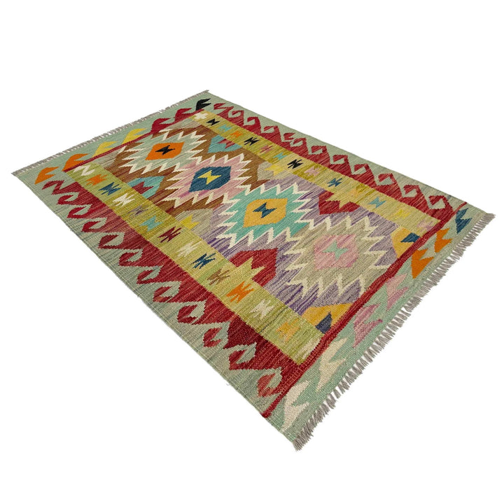 Afghan Vegetable Kilim Rug 2' 9" x 4' 0" Flat-Weave | No. AL139285