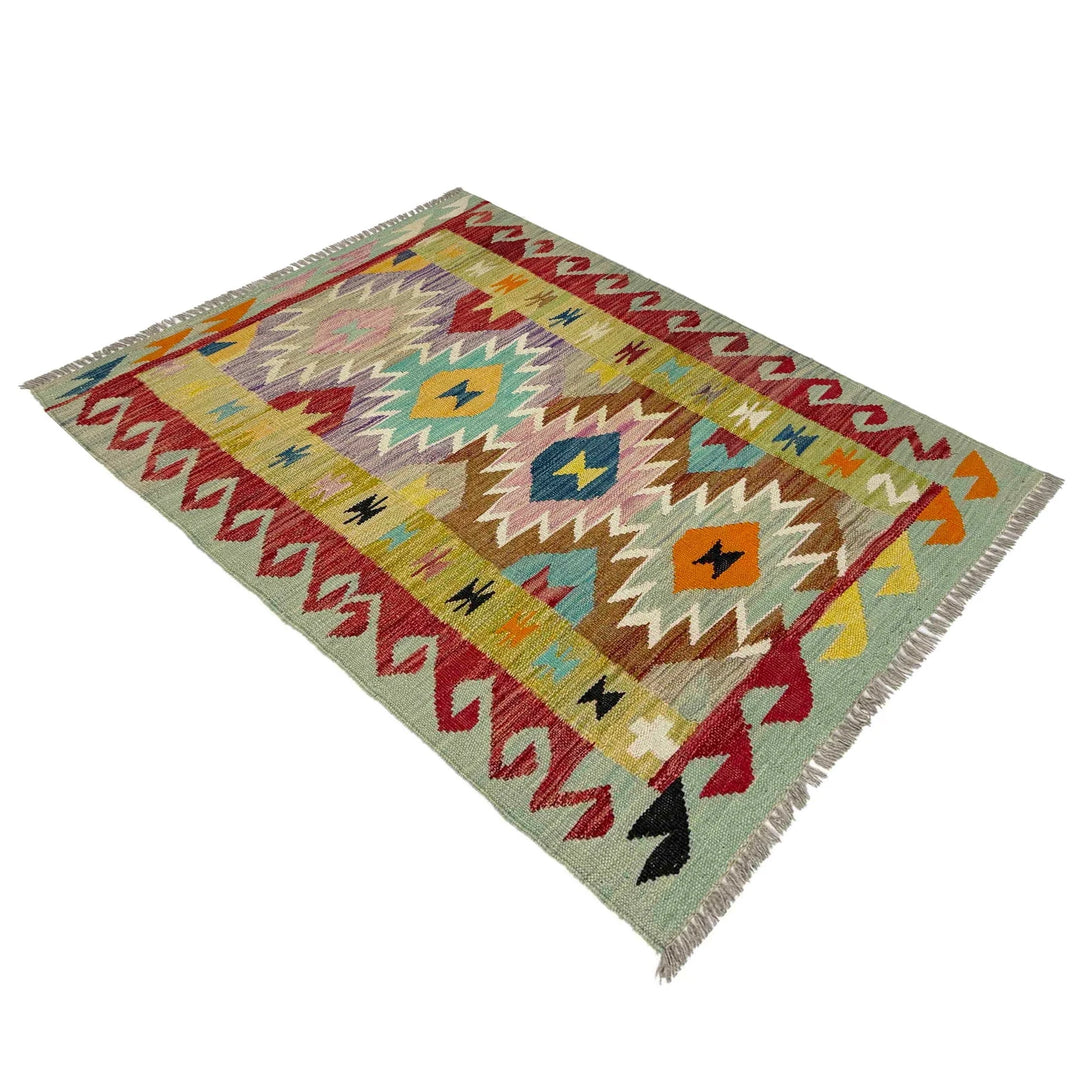 Afghan Vegetable Kilim Rug 2' 9" x 4' 0" Flat-Weave | No. AL139285