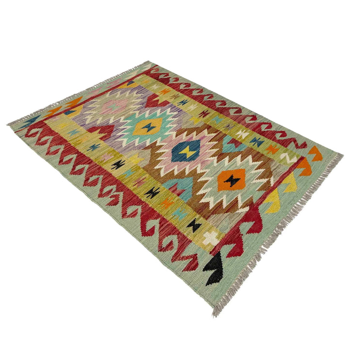 Afghan Vegetable Kilim Rug 2' 9" x 4' 0" Flat-Weave | No. AL139285