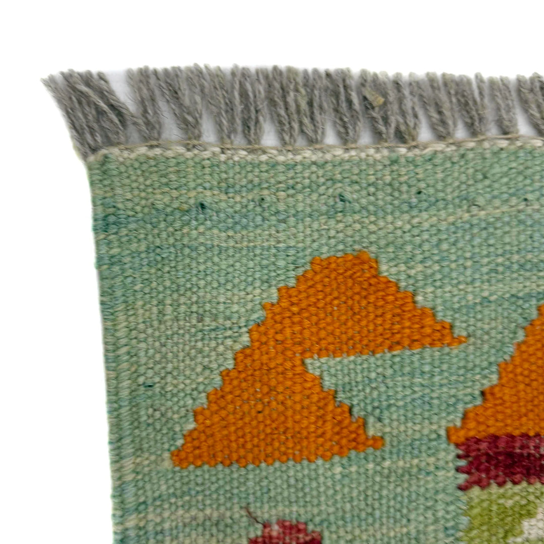 Afghan Vegetable Kilim Rug 2' 9" x 4' 0" Flat-Weave | No. AL139285