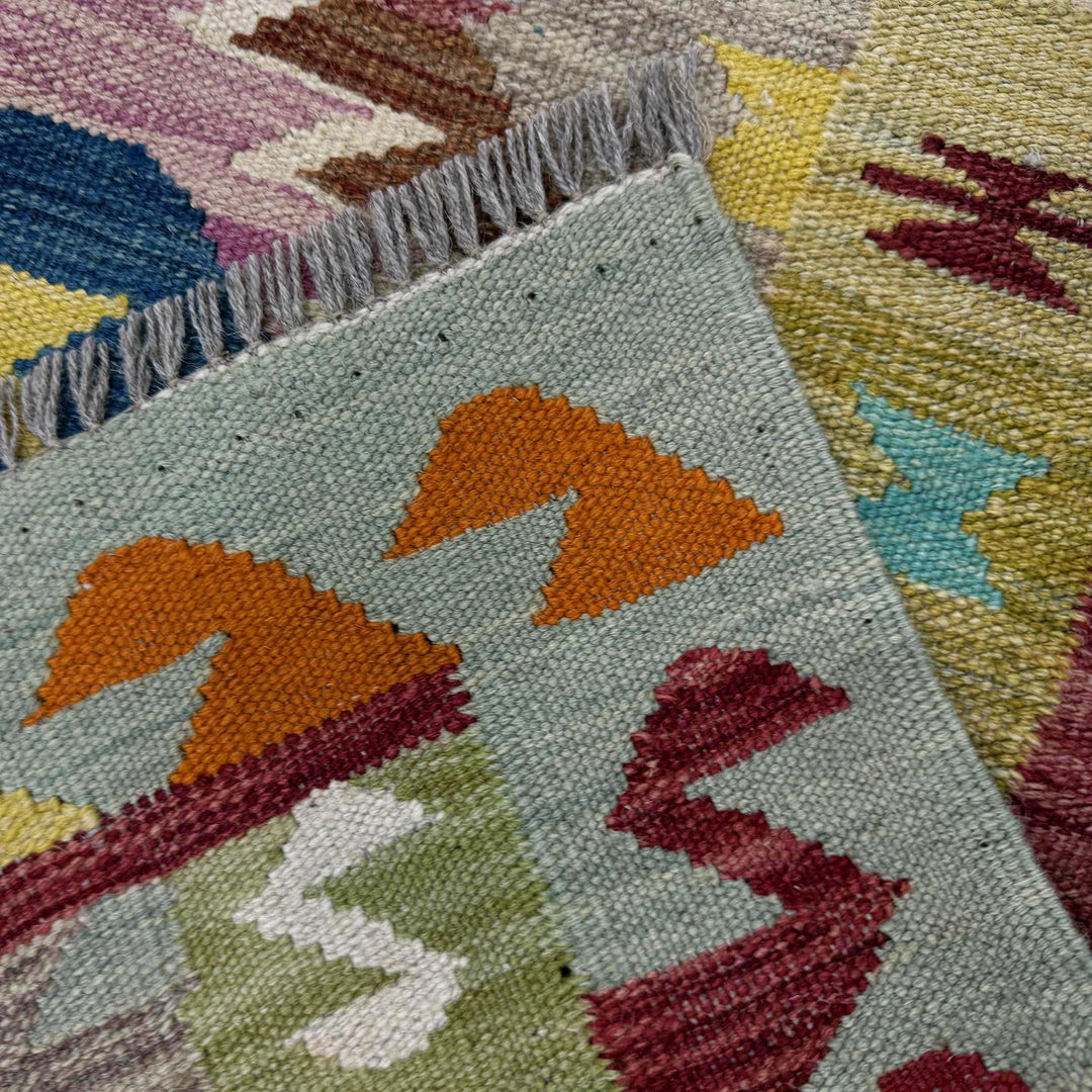 Afghan Vegetable Kilim Rug 2' 9" x 4' 0" Flat-Weave | No. AL139285