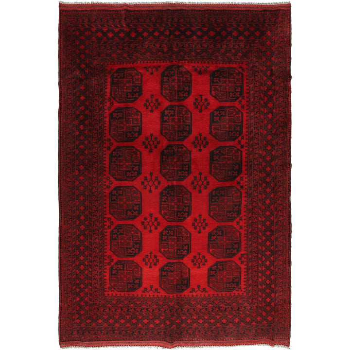 Red Afghan Filpa Rug 6' 11" x 10' 1" Hand-Knotted | No. AL139472