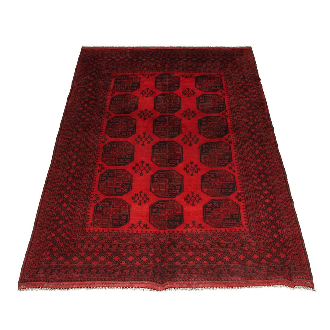Red Afghan Filpa Rug 6' 11" x 10' 1" Hand-Knotted | No. AL139472