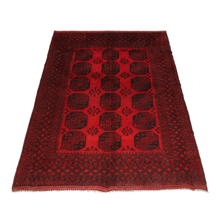 Red Afghan Filpa Rug 6' 11" x 10' 1" Hand-Knotted | No. AL139472