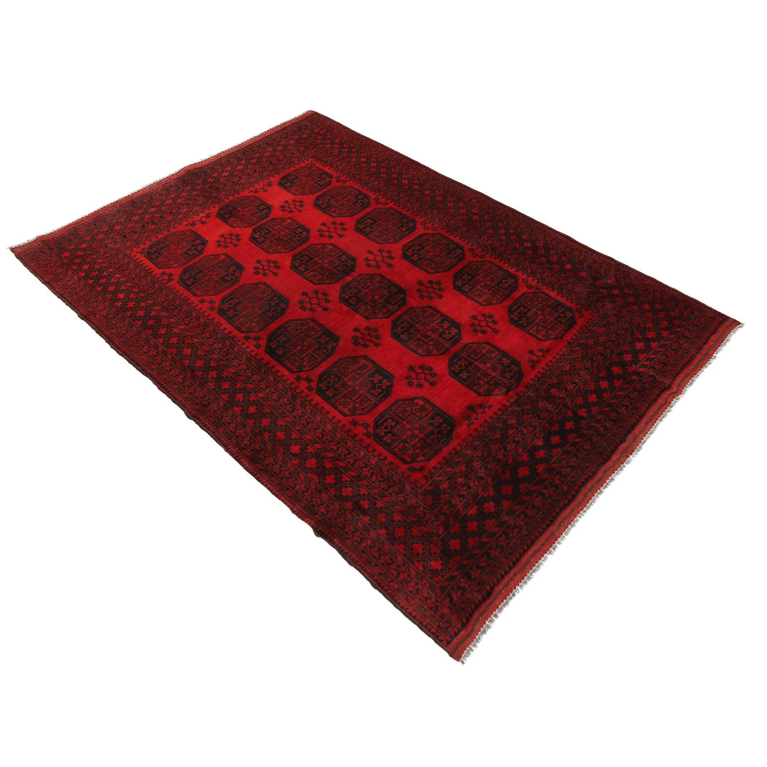 Red Afghan Filpa Rug 6' 11" x 10' 1" Hand-Knotted | No. AL139472