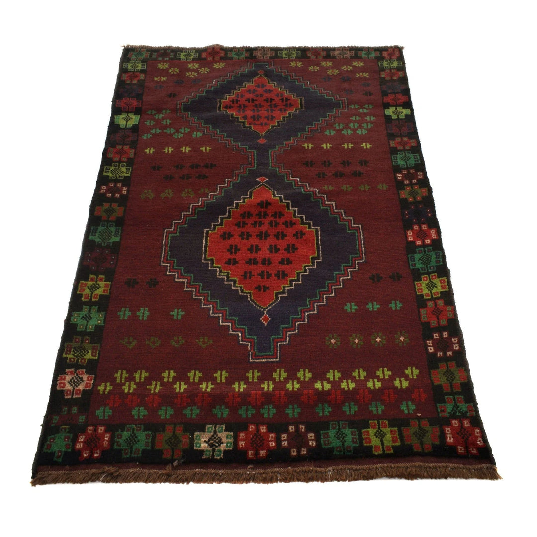 Afghan Baluchi Rug 3' 7" x 6' 2" Hand-Knotted | No. AL13988