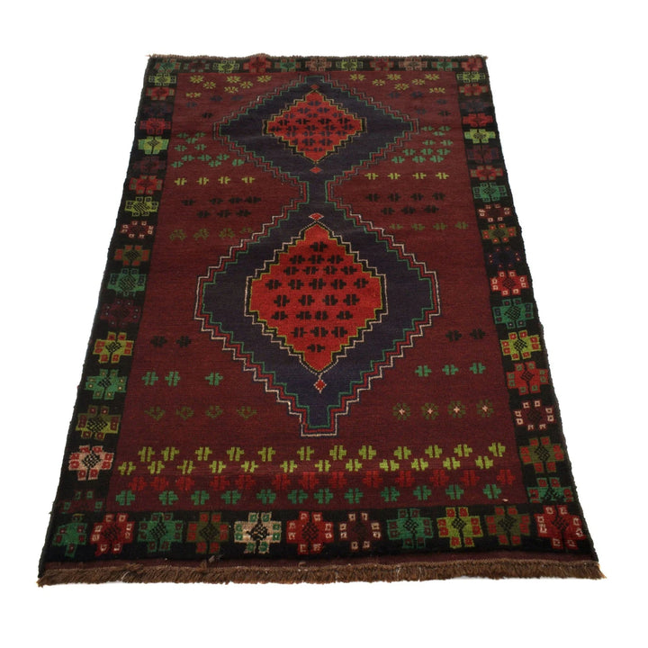 Afghan Baluchi Rug 3' 7" x 6' 2" Hand-Knotted | No. AL13988