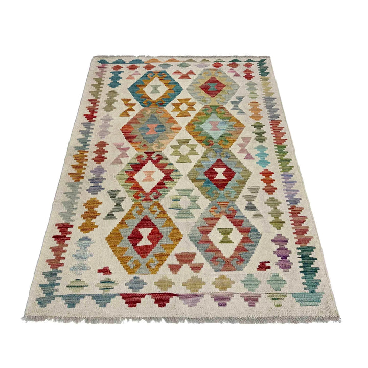 Afghan Vegetable Kilim Rug 3' 2" x 5' 2" Flat-Weave | No. AL139906