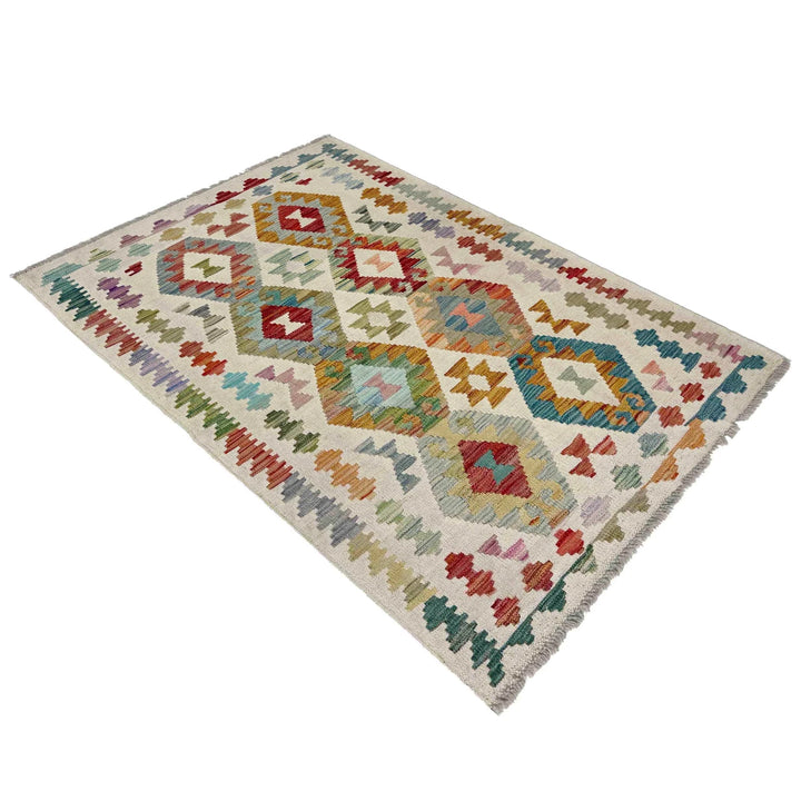 Afghan Vegetable Kilim Rug 3' 2" x 5' 2" Flat-Weave | No. AL139906