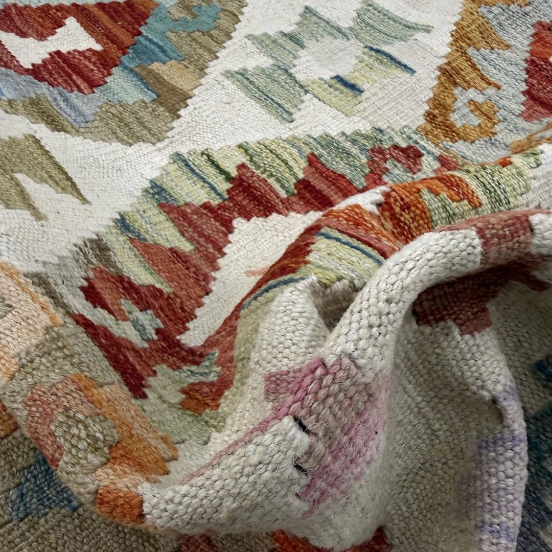 Afghan Vegetable Kilim Rug 3' 2" x 5' 2" Flat-Weave | No. AL139906