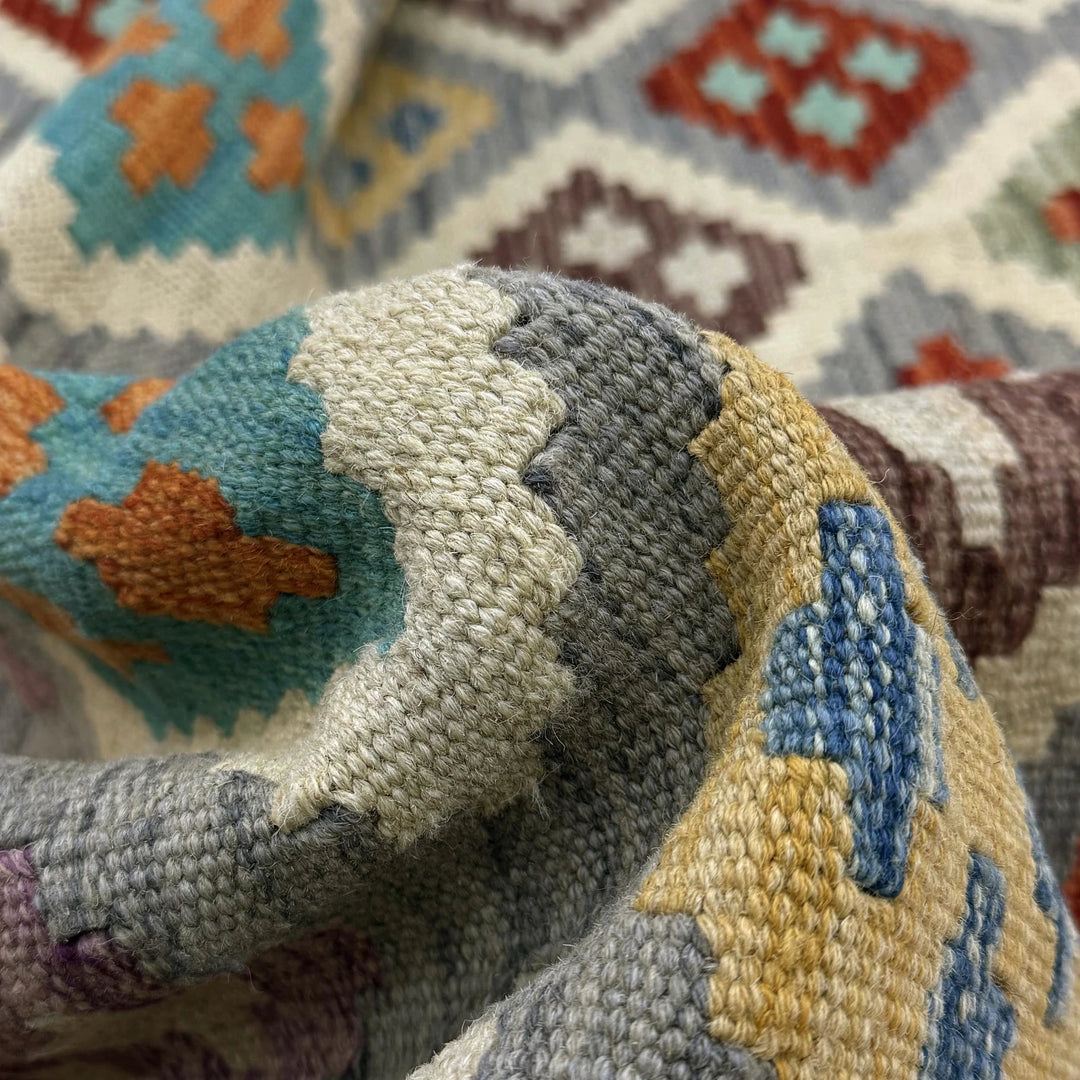 Afghan Vegetable Kilim Rug 6' 4" x 9' 9" Flat-Weave | No. AL140111