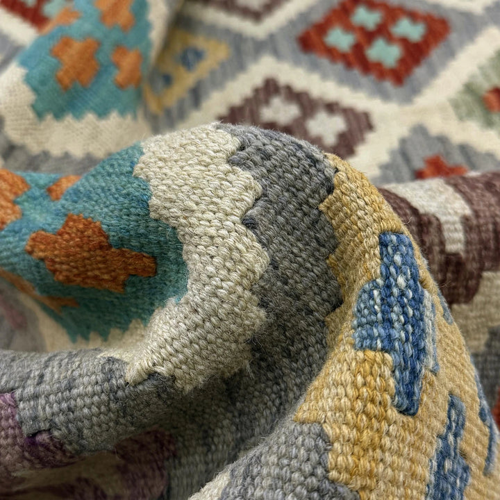 Afghan Vegetable Kilim Rug 6' 4" x 9' 9" Flat-Weave | No. AL140111
