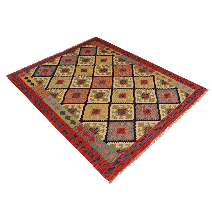Afghan Kilim Rug 5' 0" x 6' 10" Flat-Weave | No. AL14021