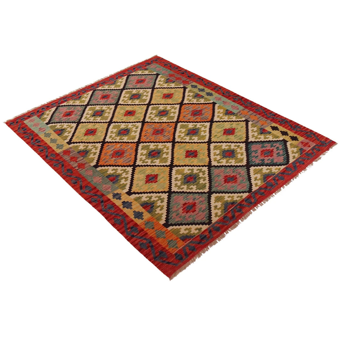 Afghan Kilim Rug 5' 0" x 6' 10" Flat-Weave | No. AL14021