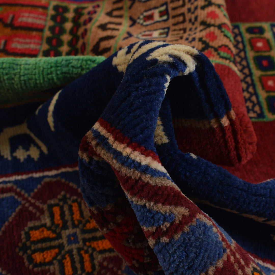 Afghan Baluchi Rug 3' 7" x 6' 4" Hand-Knotted | No. AL14026