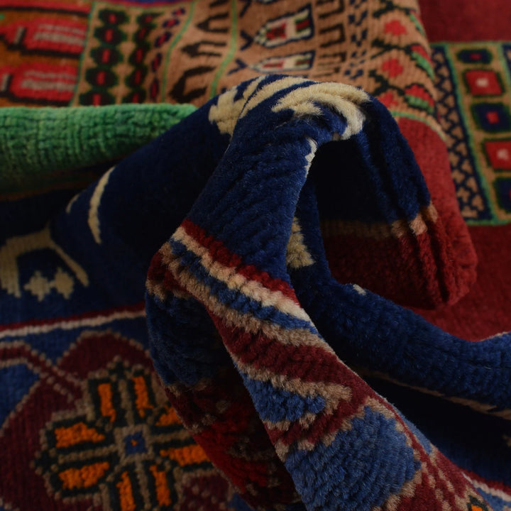 Afghan Baluchi Rug 3' 7" x 6' 4" Hand-Knotted | No. AL14026