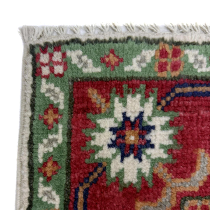 Beige Afghan Kazak Rug 2' 11" x 4' 1" Hand-Knotted | No. AL14061