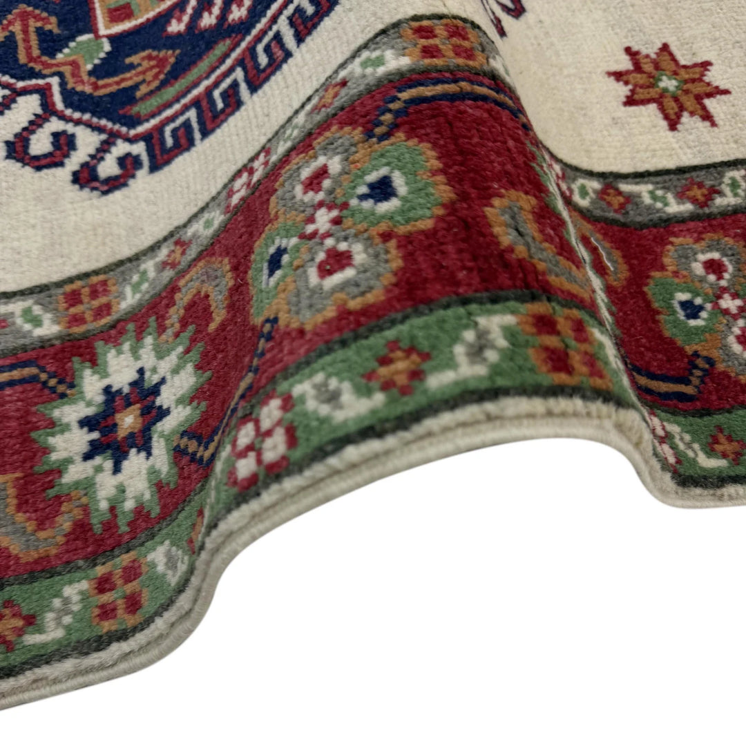 Beige Afghan Kazak Rug 2' 11" x 4' 1" Hand-Knotted | No. AL14061