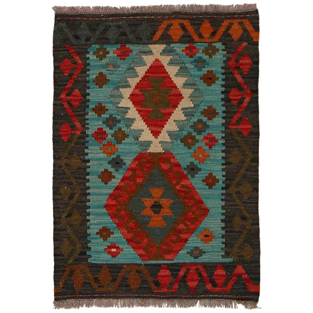 Afghan Kilim Rug 2' 0" x 2' 10" Flat-Weave | No. AL14070