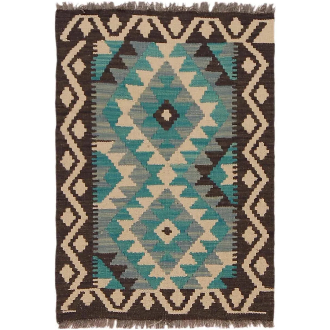 Afghan Kilim Rug 2' 0" x 2' 9" Flat-Weave | No. AL14089