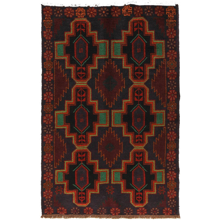 Afghan Baluchi Rug 3' 11" x 6' 2" Hand-Knotted | No. AL14149