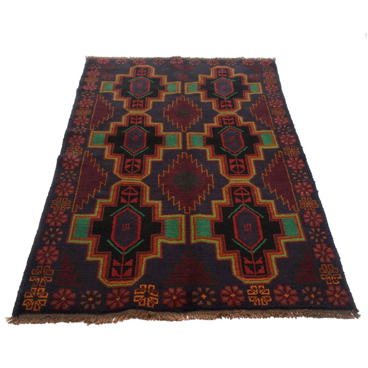 Afghan Baluchi Rug 3' 11" x 6' 2" Hand-Knotted | No. AL14149