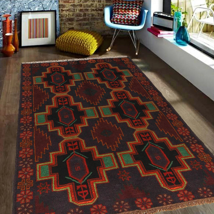 Afghan Baluchi Rug 3' 11" x 6' 2" Hand-Knotted | No. AL14149