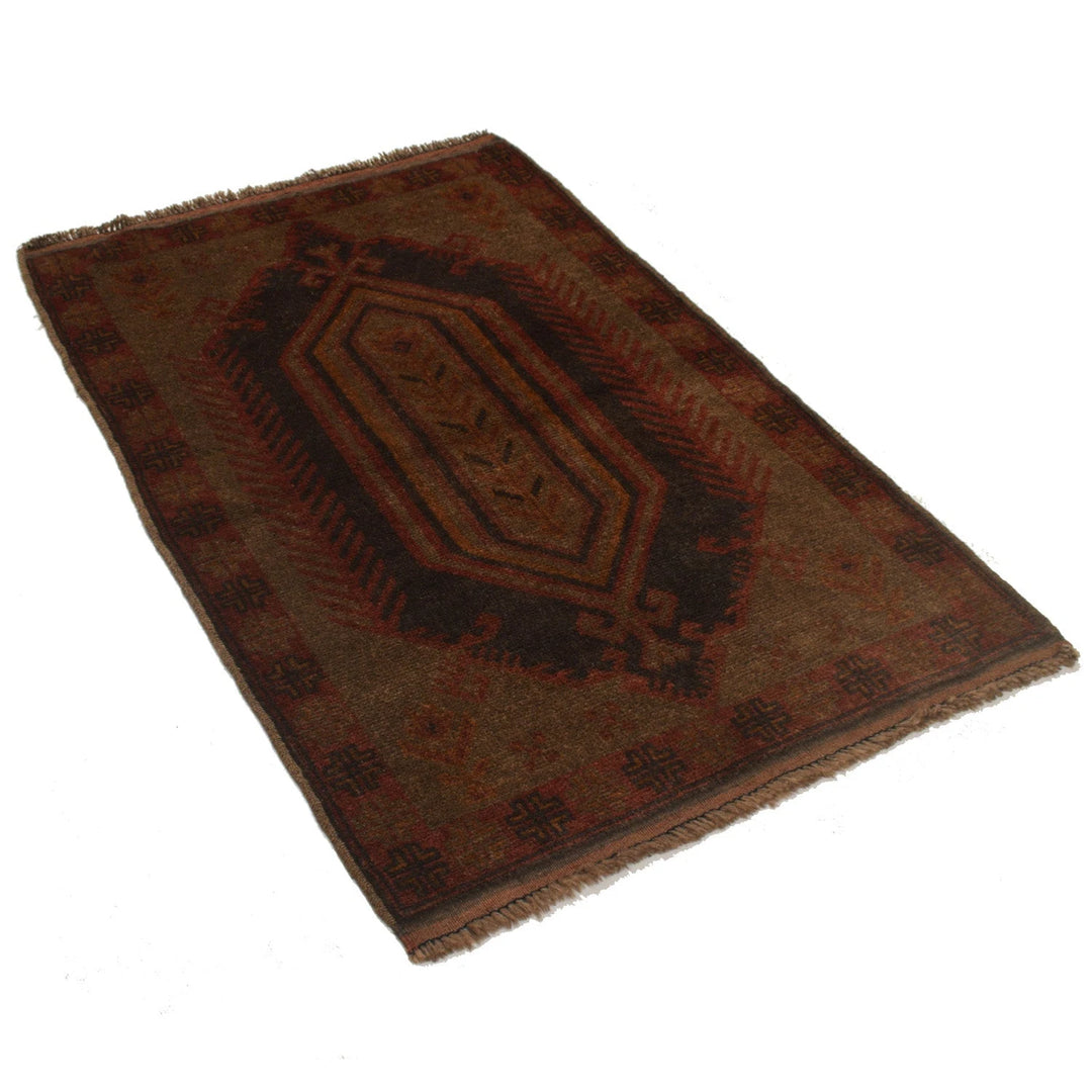 Brown Pakistani Overdye Rug 2' 11" x 4' 5" Hand-Knotted | No. AL14184