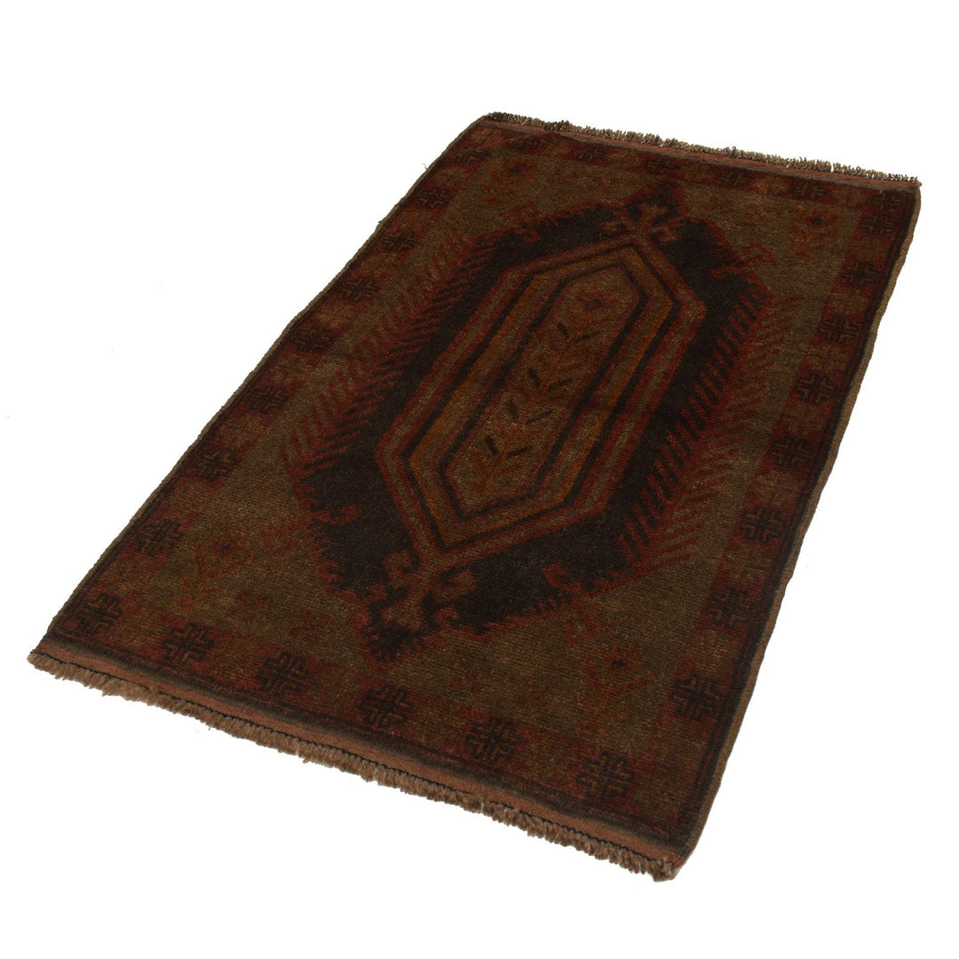 Brown Pakistani Overdye Rug 2' 11" x 4' 5" Hand-Knotted | No. AL14184