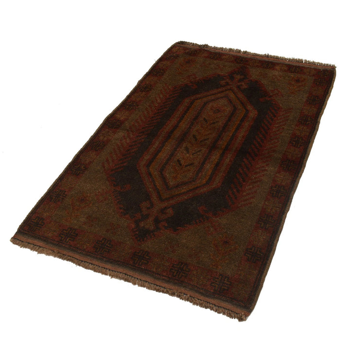 Brown Pakistani Overdye Rug 2' 11" x 4' 5" Hand-Knotted | No. AL14184
