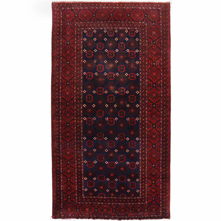 Afghan Baluchi Rug 4' 1" x 7' 9" Hand-Knotted | No. AL14218