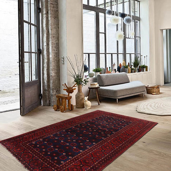 Afghan Baluchi Rug 4' 1" x 7' 9" Hand-Knotted | No. AL14218