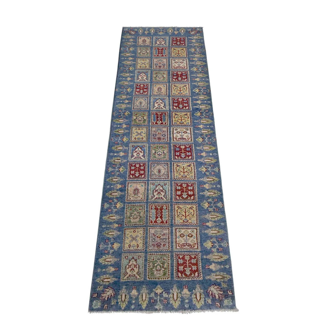Blue Afghan Bakhtiar Rug 2' 7" x 9' 6" Hand-Knotted | No. AL14245